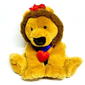 Hallmark Lion Plush Heart & Bow 10" Sitting Down Stuffed Animal Toy King Plushie